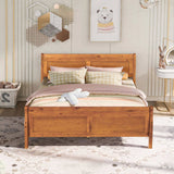 Queen Size Wood Platform Bed with Headboard and Wooden Slat Support WF289142AAL