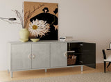 Stylish and Functional 4-Door Storage Cabinet with Pine Legs and MDF, for Living Room Bedroom,and W757P144373