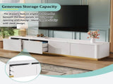 ON-TREND Luxury Fluted TV Stand for TVs Up to 85", Faux Marble Tabletop Media Console with 4 N721P298025K