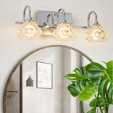 Brushed Nickel Finish Vintage Crystal Vanity Light - Elegant 3-Light Bathroom Mirror Fixture with W1340P206723