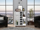 Bar Cart, Two External Shelves, Four Casters, Six Built-in Wine Rack, Single Door Cabinet -White B07091830