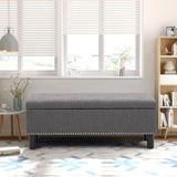 Storage Ottoman Bench Wood Legs, Upholstered Bedroom Bench Button-Tufted, Storage Bench T3593P335743
