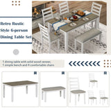 Rustic Style 6-Piece Dining Room Table Set with 4 Upholstered Chairs & a Bench 40118029