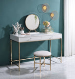 Ottey White High Gloss & Gold Finish Vanity Desk B2726P315732