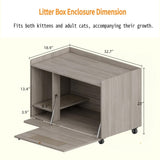 Gray Cat Litter Box Enclosure,Hidden Litter Box Furniture with top side fence,Wooden Pet House Side W3166P266403