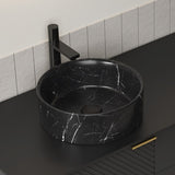 14'' Bathroom Round Ceramic Sink with Stone Pattern, No Faucet No Cabinet, Matte Black W2615P279358