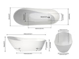 Premium High-back Acrylic Free Standing Bath tubs,Oval-Shape Stand Alone White Soaker Tub T3785P380651