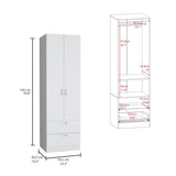 Vico 76" High Armoire Wardrove Closet with 2 Drawers, Double Door Cabinet , One Shelf and Hanging B070P188838