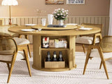 55-inch round dining table for six, featuring a double-tiered storage rack and a rotating tabletop W1162P357242