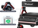 Matinal Foldable Rollator Walkers with Seat for Seniors, 350 lb Capacity, 8'' Big Wheels, 6-Position T3815P362454