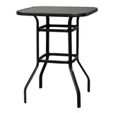 ZNTS Wrought Iron Glass High Bar Table Patio Bar Table Black 70228562