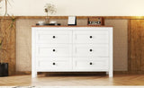 Retro Farmhouse Style Wooden Dresser with 6 Drawer, Storage Cabinet for Bedroom, WhiteBrown WF317946AAK