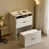 3-in-1 Vanity Desk with Mirror And Lights, Small Vanity Desk Set with Visible Glass Tabletop, 3 T3685P338702