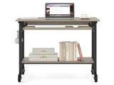 Gray Mobile Computer Desk with Keyboard Tray & Storage Shelf, 360&deg Lockable Casters for Home 68559774