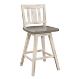 ZNTS Counter Height Chairs Set of 2, White Gray 360-degree Swivel Chair Solid Rubberwood Kitchen Dining B011P194911