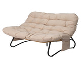 1339487cm 2-Seater Curved Wicker Loveseat with Magazine Pockets & Beige Cushion 66499349