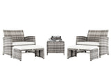 5pcs 2 Chairs 2 Footstools 1 Coffee Table Combination Sofa Gray Gradient 32732879