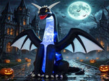 8 FT Inflatable Winged Ice Dragon Halloween Decoration with LED Disco & Eye Lights, Waterproof 01704142
