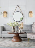 29.5" in On-trend Hanging Round Mirror with Black Framed and with Rope Strap Contemporary Industrial W2078124368