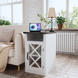 Farmhouse End Table with Charging Station, 15.4'' Rustic Nightstand with Barn Door & Adjustable T3609P332411