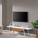 Sailboat-Shaped TV Stand, 70.87 inch Modern Entertainment Center with Drawer, MDF Wood Media Console W2317P253393