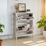31.5 Inch Retro White Shoe Storage, Mid-Century Vintage Freestanding Shoe, Shoe W1706P311100