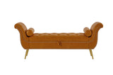 Brown, PU Leather, Metal Feet Upholstered Ottoman Bedroom Lounge Ottoman Flip Top Storage Sofa Bench 59534412
