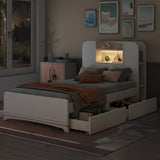 ZNTS Twin Size Storage Platform Bed Frame with with Two Drawers and Light Strip Design in Headboard,White WF313513AAK