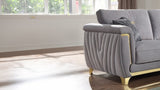 Leena Contemporary Style Upholstery Loveseat Made with Wood in Gold accent & Gray B009P264615