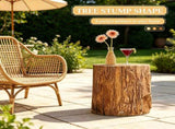 Natural Set of 2 Concrete Tree Stump Side Table Solid End Table for Indoor Outdoor Use, No 97095714