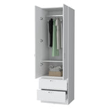 ZNTS Tall Mayer Wardrobe in Melamine with Two Doors and Two Drawers B128P203060