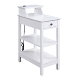 ZNTS White 3-shelf Side Table with USB Charging Dock B062P186479