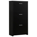 Black 3-Drawer Shoe Rack B062P153804