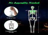 5.5ft Life-Size Pre-Lit Halloween Skeleton - Built-In Green LED Lights , Fully Poseable 34901388