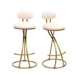 Round Bar Stool Armless Velvet Barstools with Back Set of 2 Upholstered Counter Chair for Dining 79864204