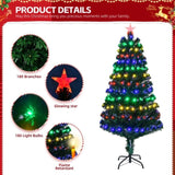 5 FT Pre-lit Christmas Tree, Artificial Fiber Optic Christmas Tree with Lighted Top Star, 180 LEDs 18263555