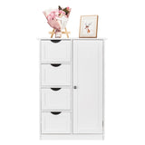 ZNTS Single Door Bathroom Storage Cabinet with 4 Drawers White 89838254