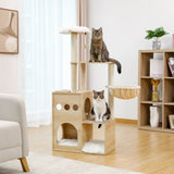 ZNTS Modern Luxury Cat Tree Wooden Multi-Level Cat Tower Cat Sky Castle With 2 Cozy Condos, Cozy Perch, 30428958