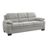 ZNTS Plush Seating Comfortable Sofa 1pc Gray Textured Fabric Channel Tufting Solid Wood Frame Modern B011P214025