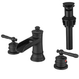 Bathroom Faucets for Sink 3 Hole Black 8 inch Widespread Bathroom Sink Faucet with Pop Up Drain W1932P180021