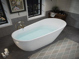 63" Acrylic Freestanding Bathtub, Stylish Deep Soaking Bathtub with Pop-up Drain & Integrated W1920P386220