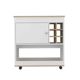 Camelia Bar Cart, Lower Panel, Six Bottle Cubbies, One Cabinet -Light Oak / White B20092081