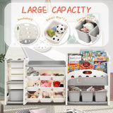 Kids Bookshelf Toy Storage with 17 Bins and 5 Bookshelves, Multi-functional Nursery PP300106AAE
