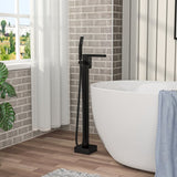 Freestanding Bathtub Faucet Waterfall Tub Filler Matte Black Floor Mount Brass Bathroom Faucets with W1243P316366