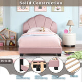 Upholstered Twin Size Platform Bed for Kids, Wooden Bed Frame with Slatted Bed Base, No Box Spring W1998124486