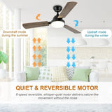 ZNTS 44-inch Ceiling Fan with LED Light and Remote Control, 6-Speed Modes, 2 Rotating Modes, Timer W1134P230319