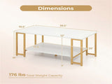 2-Tier Modern Coffee Table with Open Storage Shelf for Living Room & Robot Vacuum Friendly 14480497
