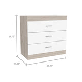 Melia Three Drawer Dresser, Superior Top, Metal Hardware -Light Gray / White B07092096