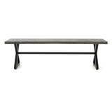 Outdoor Aluminum Dining Bench with Steel Frame, Grey / Black 61625.00BGRYMP1