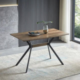 Modern Minimalist Style Dining Table MDF wooden Top Black Metal Shelf Metal Heat Transfer Legs W241132801